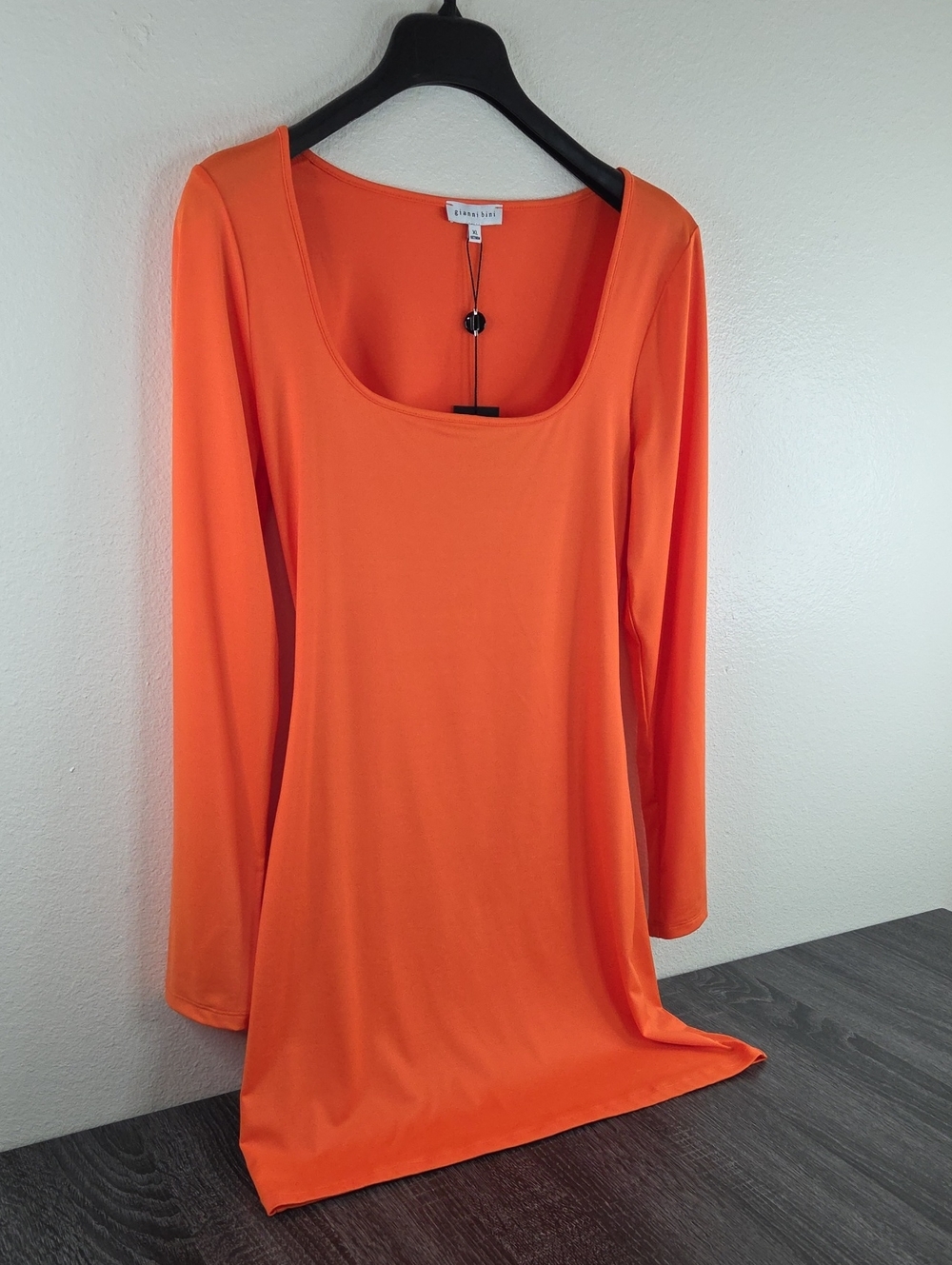 Gianni Bini Orange NWT $69 Scoop-Neck Long Sleeve Mini Dress XL